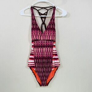 Prana Pink & Orange Patterned One-Piece Swimsuit